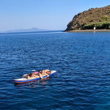 Swimming with SUP board