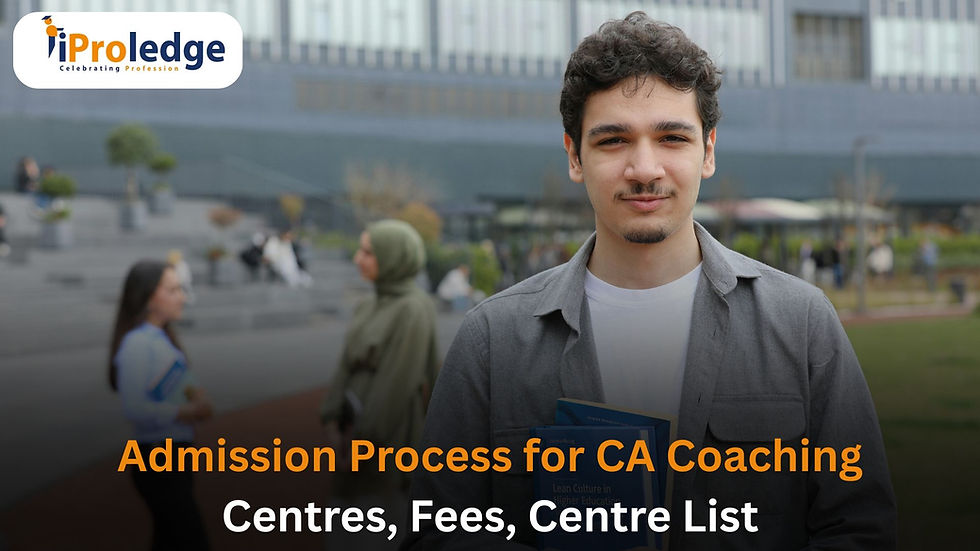 Admission process for CA coaching centres explained with students in a campus setting.