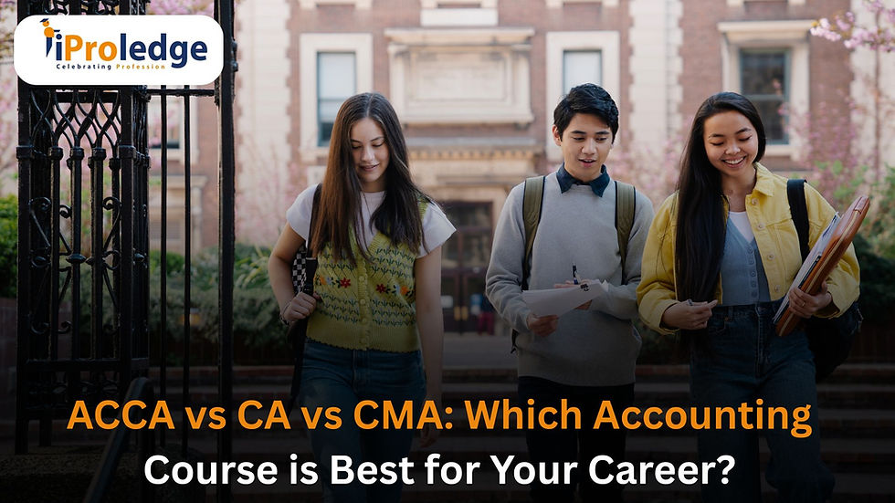 Comparison of ACCA vs CA vs CMA professional certifications for accounting and finance careers.