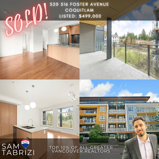 South-facing 1 bedroom condo sold at Nelson on Foster 516 Foster Avenue Coquitlam.