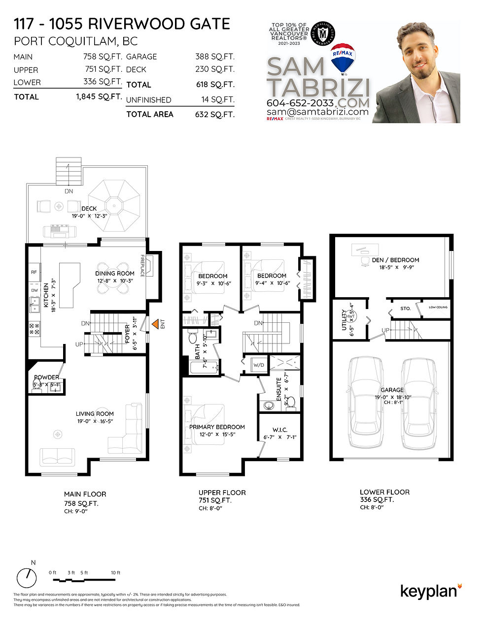 Floor plan open layout by Sam Tabrizi 117 1055 Riverwood renovated corner unit townhouse in Port Coquitlam