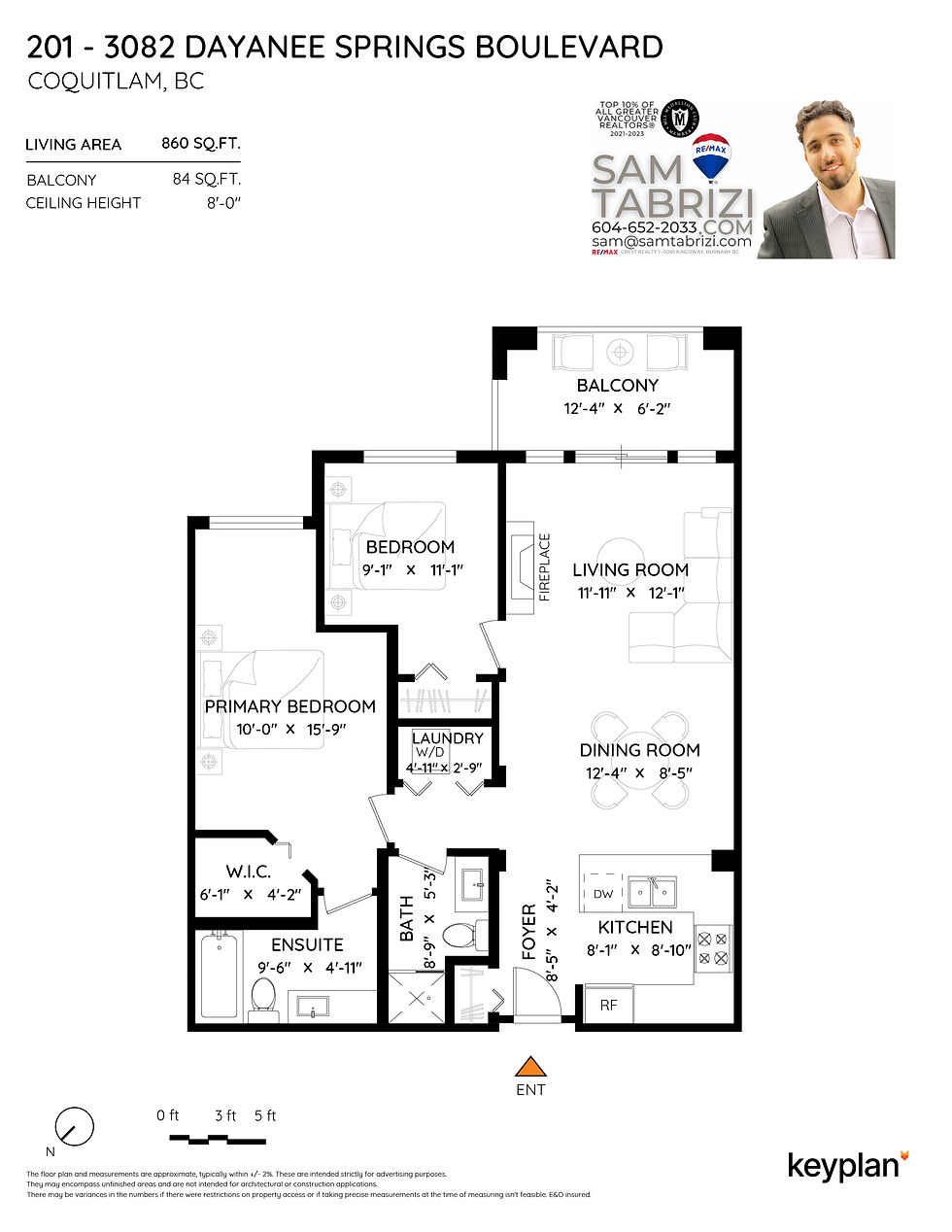 Covered private balcony with Mount Baker views in Coquitlam condo listing Floor Plan