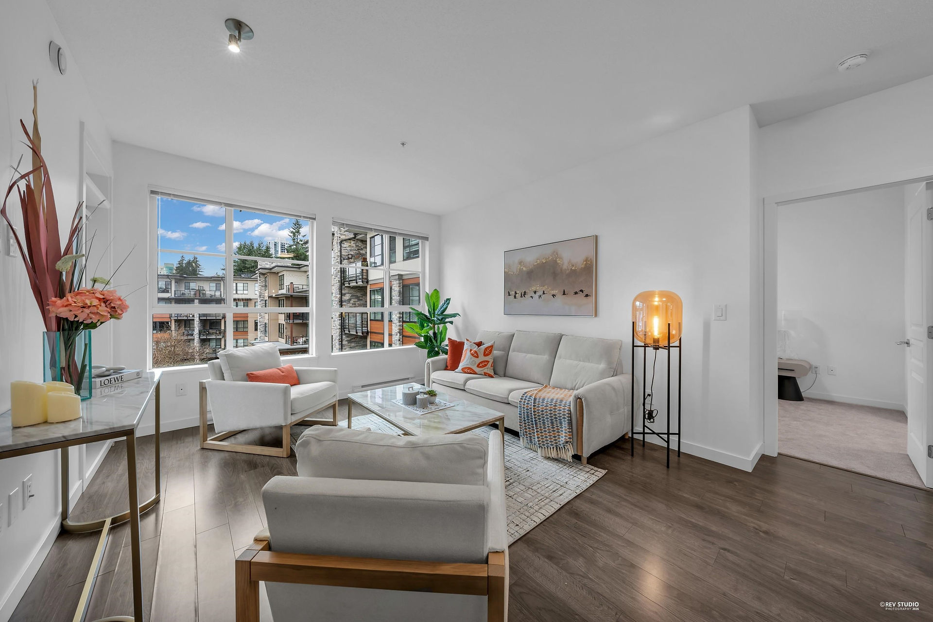 Covered balcony with quiet courtyard view at Parker House condos near Nakoma Club.