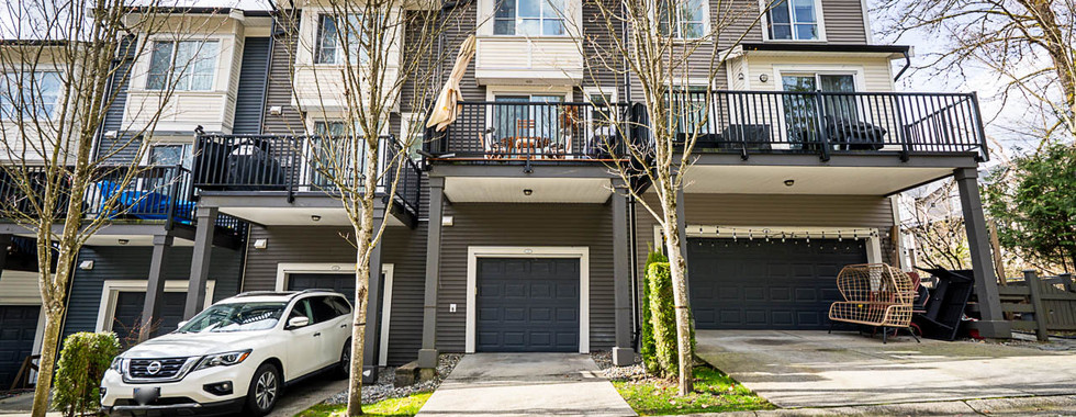 Front entrance of Mosaic Homes townhome at 1245 Holtby Street Coquitlam.