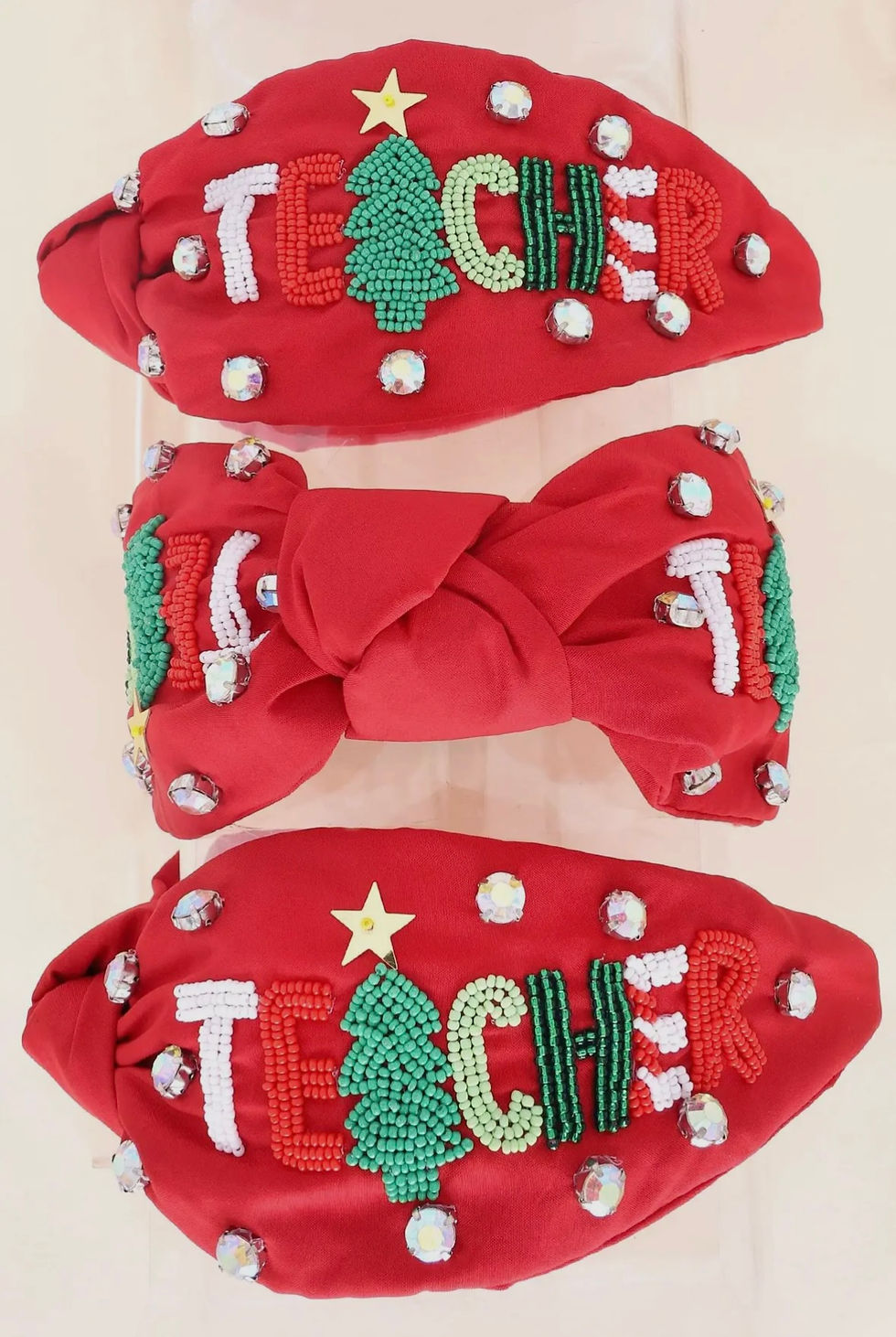 Beaded Teacher Christmas Knotted Headband 