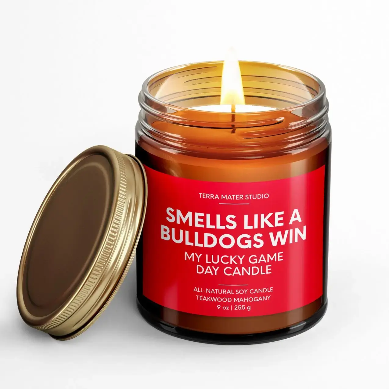 Bulldogs Win Game Day Candle | 16 oz, Teakwood + Mahogany