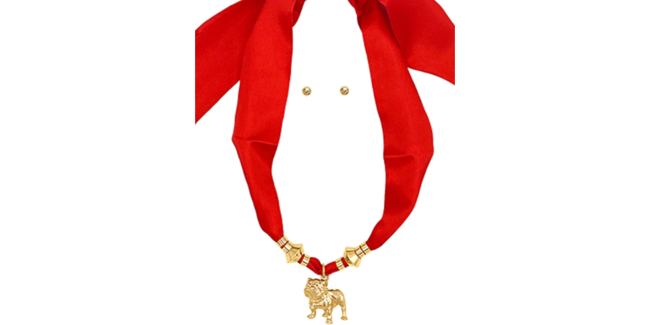 Red Scarf Bulldog Necklace