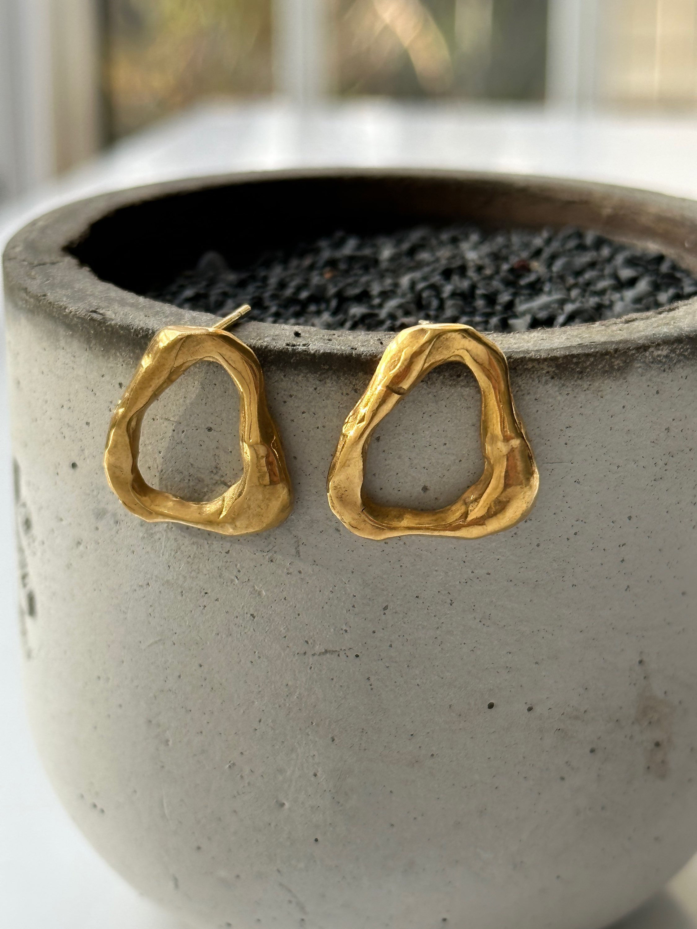 Brass earrings with 24k gold plating