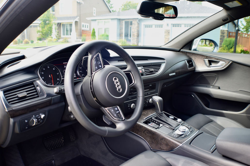Interior detail of an Audi S7. 