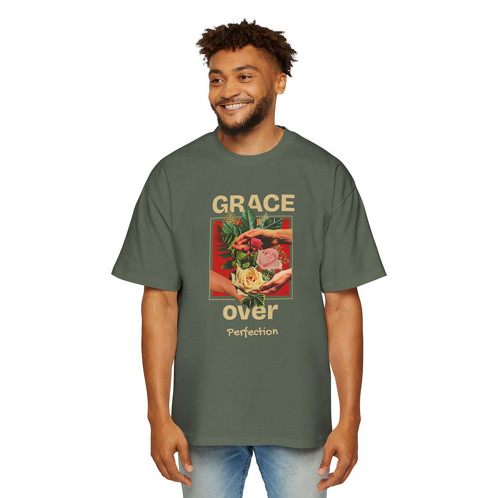 Thumbnail: Men's Oversized Boxy Tee - Grace over Perfection
