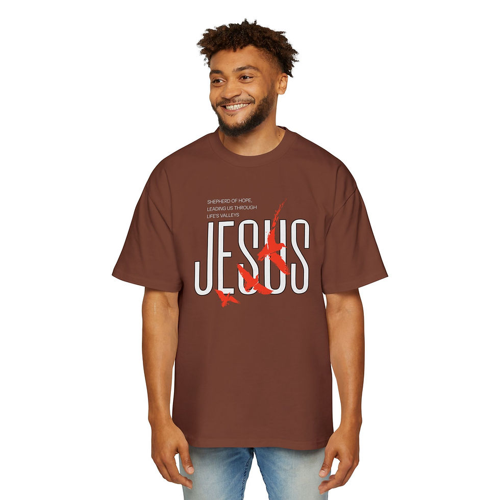 Thumbnail: Men's Oversized Boxy Tee - Jesus Leading us Through