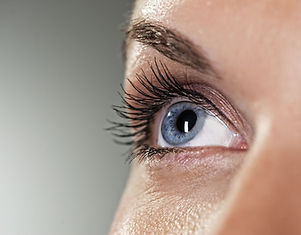 Blue eye on grey background