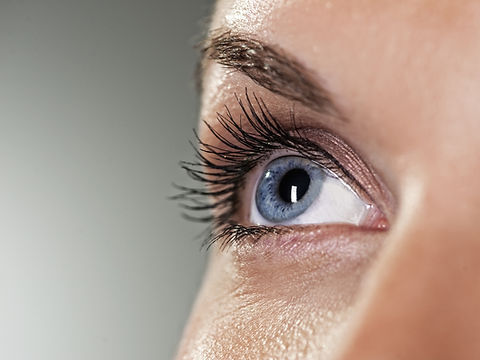 Blue eye on grey background