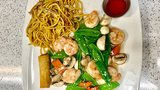 Prawns with Snow Peas and Mushroom (Lunch)