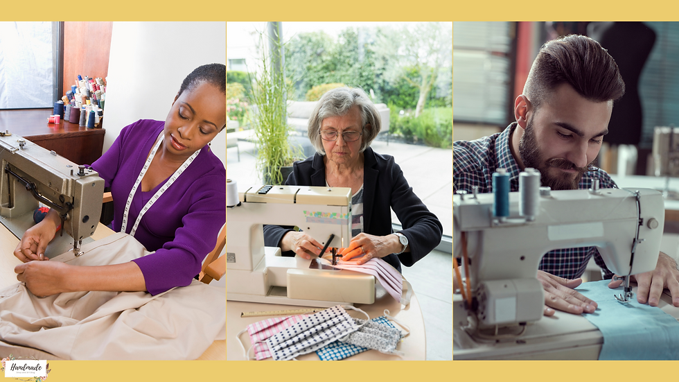 People working on sewing machine