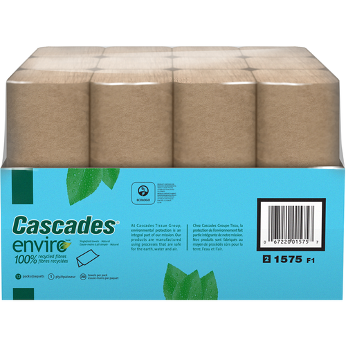 Cascades Enviro Brown Single Fold Paper Towel Pack of 12 The Supplies