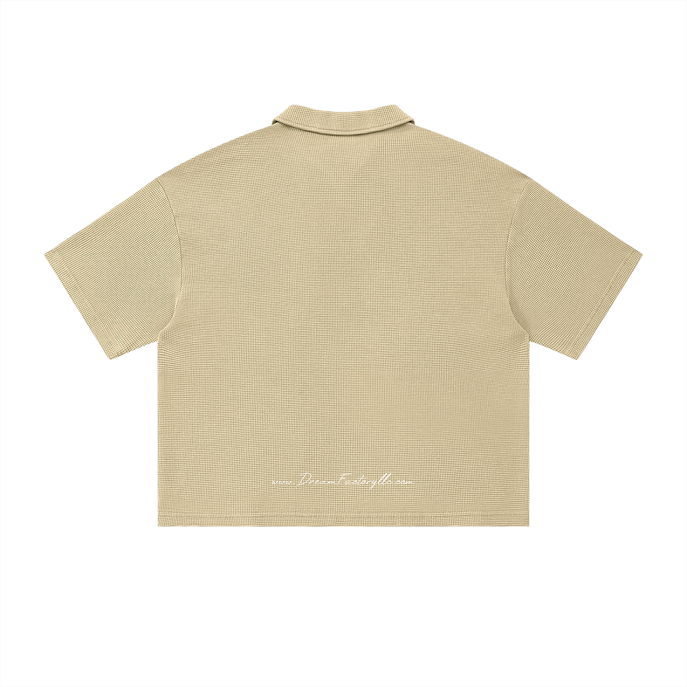 Thumbnail: Unisex Vintage Wash Waffle Boxy Polo Shirt