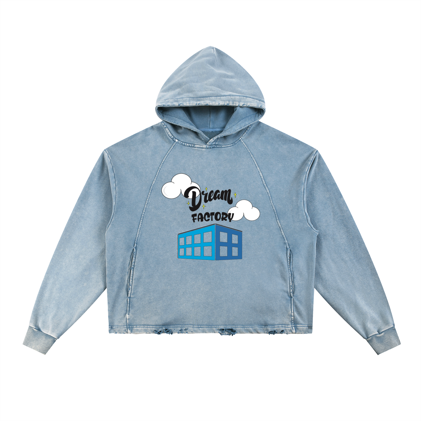 Vintage Washed Frayed-Hem Hoodie