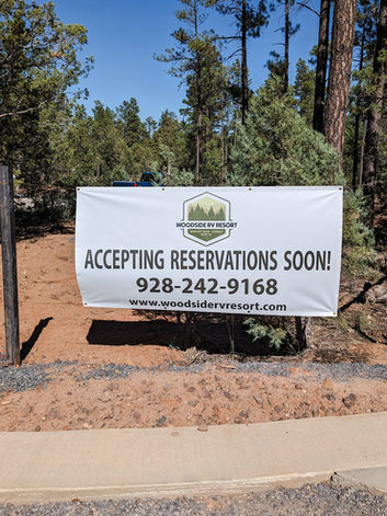 Reservation sign for Woodside RV Resort