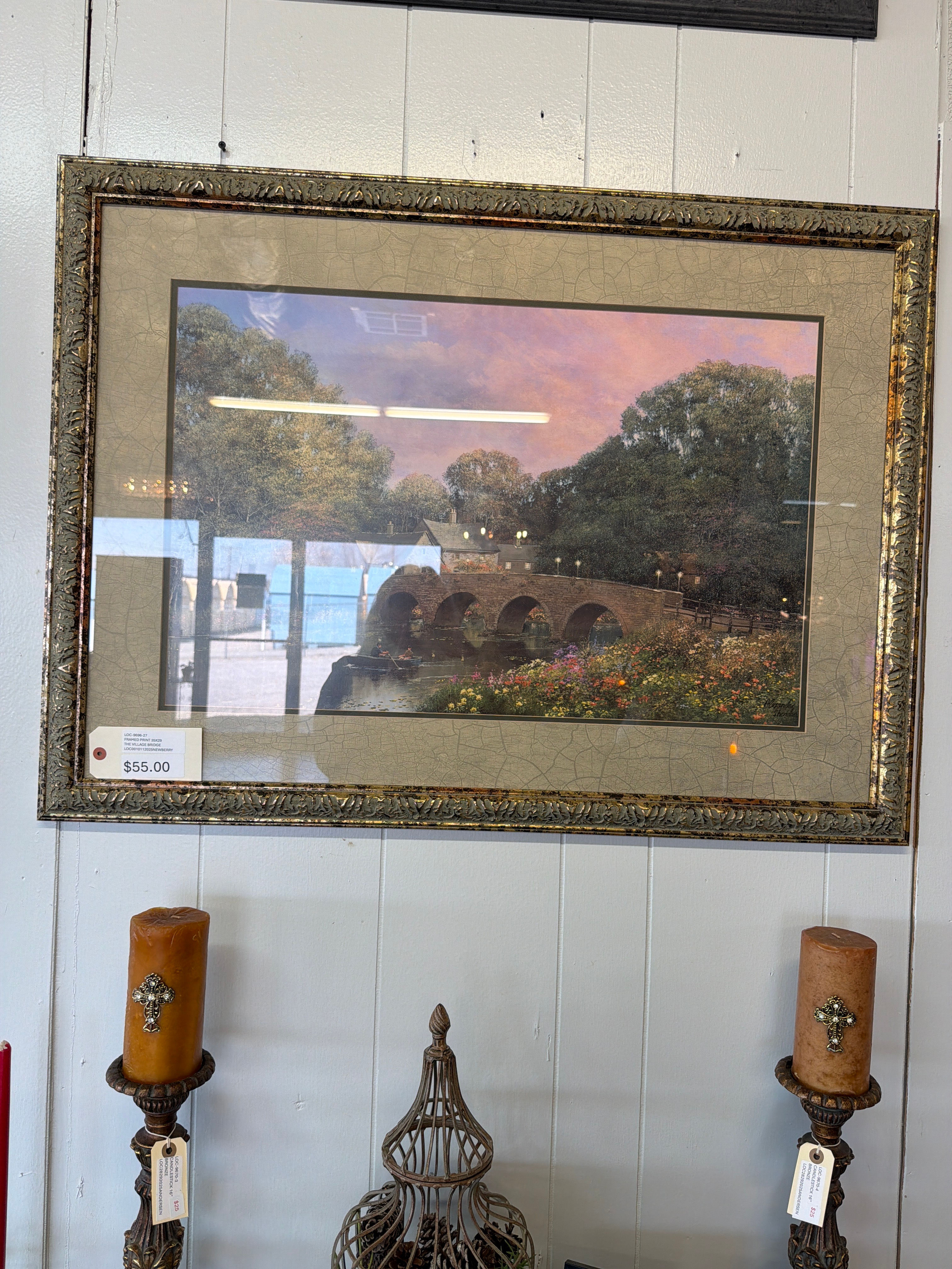 FRAMED 35"x29" "THE VILLAGE BRIDGE"