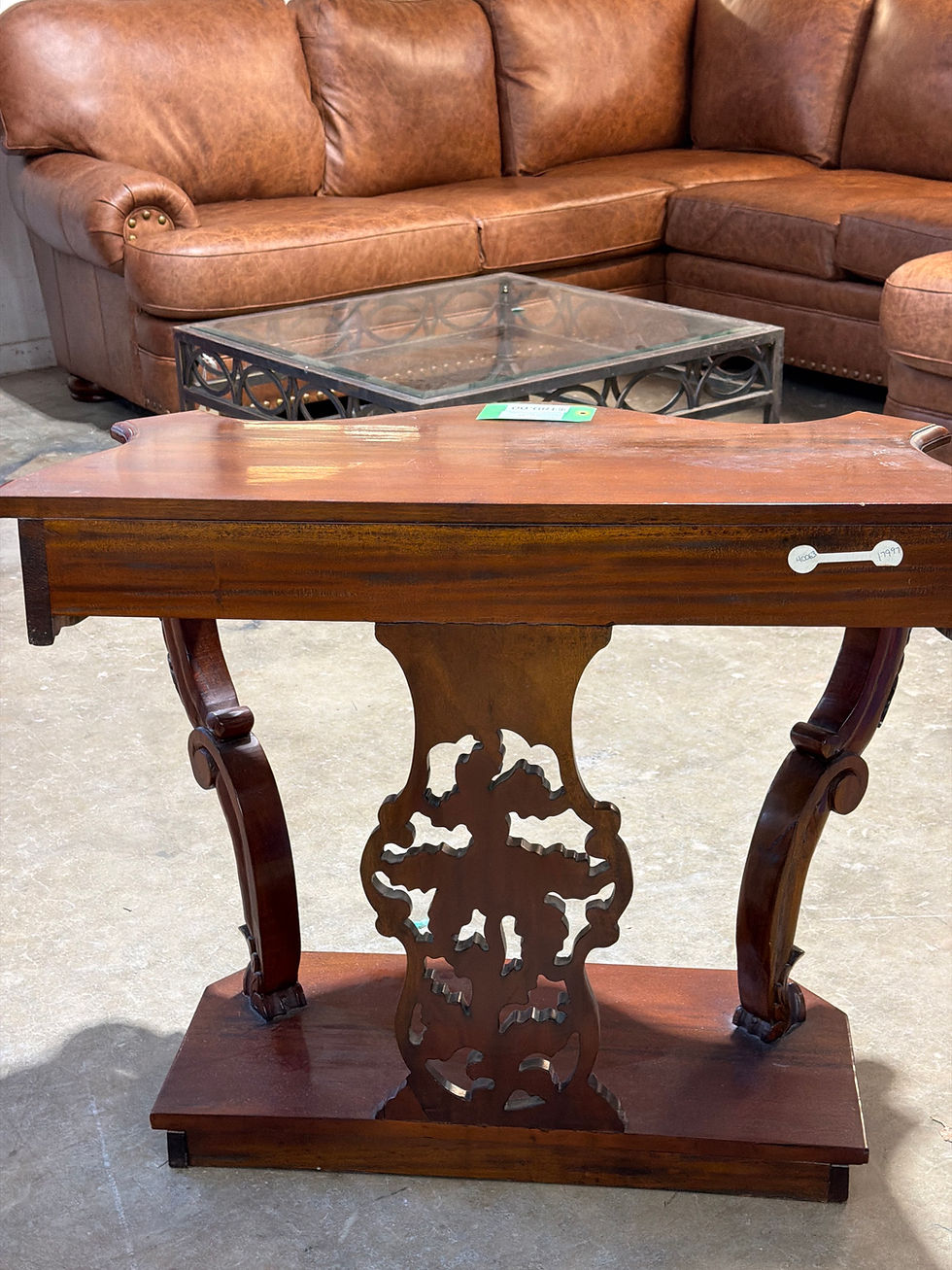 Thumbnail: SOFA TABLE-ENTRY CONSOLE TABLE DARK CARVED WOOD