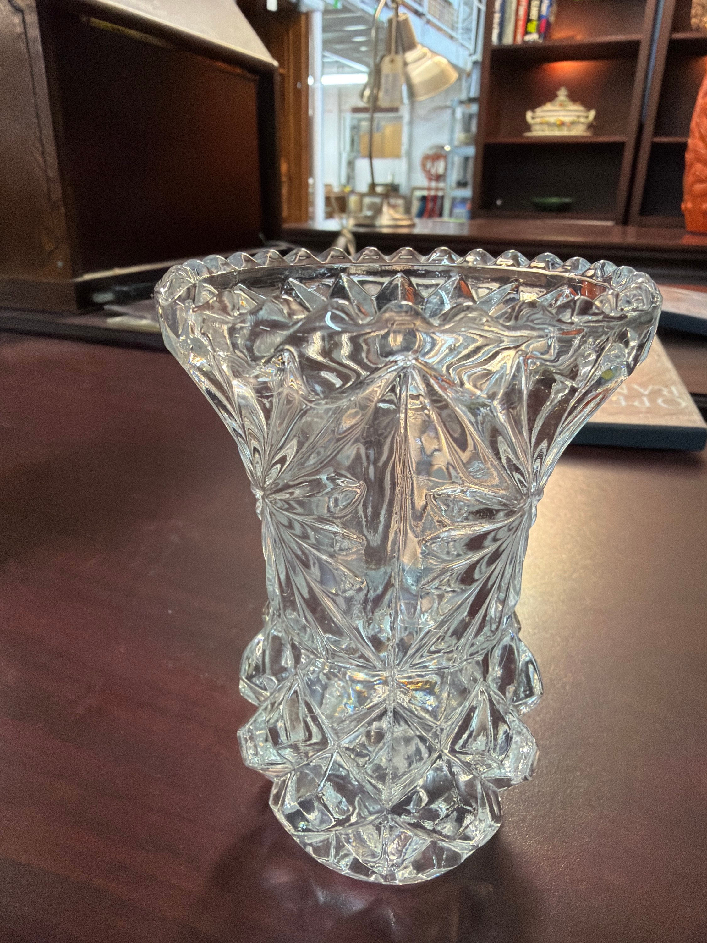 5" PRINCESS HIUSE CRYSTAL VASE " HIGHLIGHTS ROYAL" SAWTOOTH RIM
