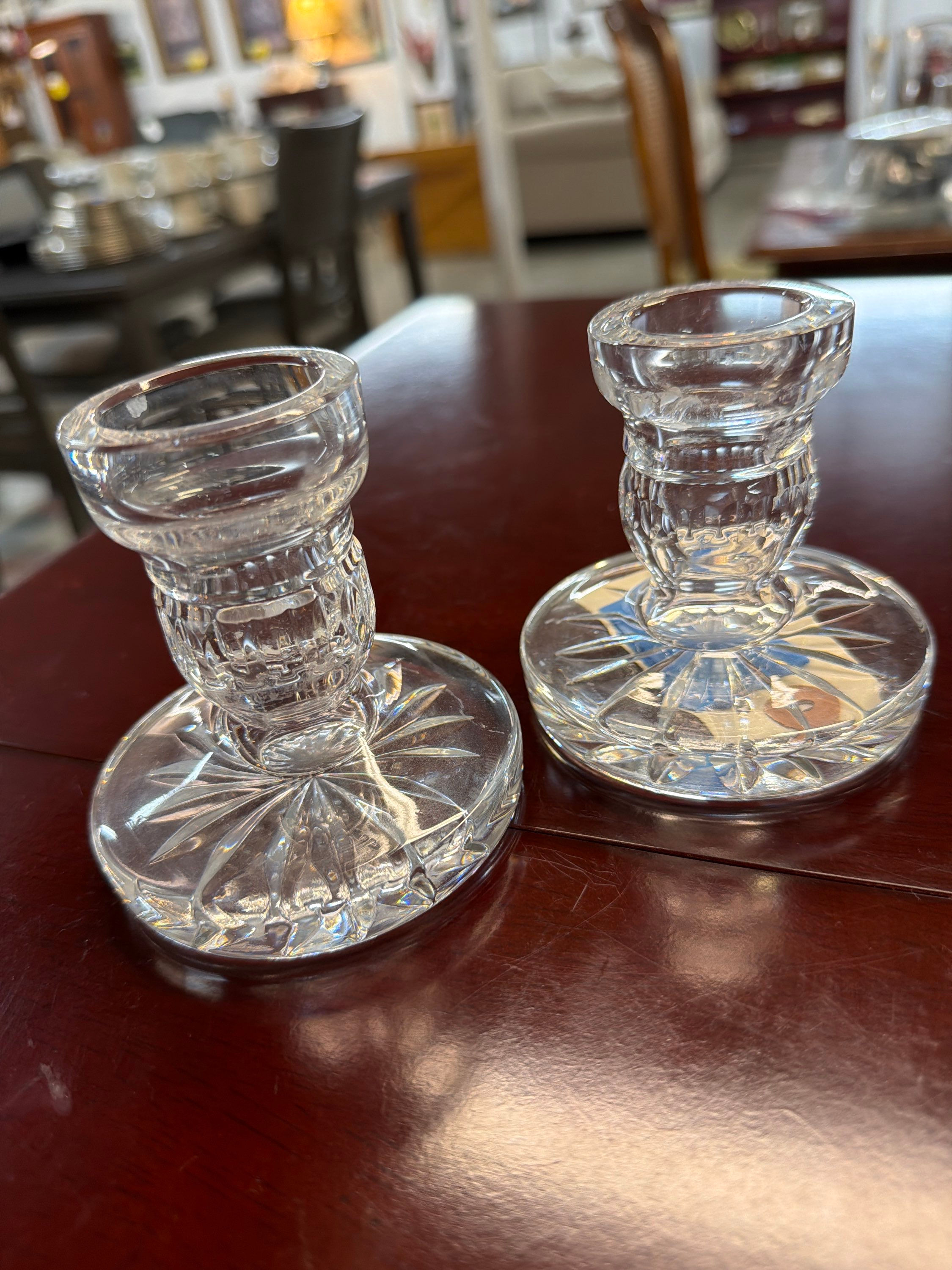 SET OF (2) CRYSTAL CANDLE HOLDERS
