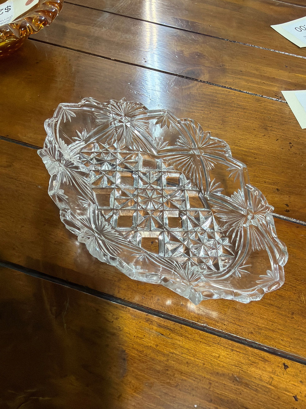 Thumbnail: BRLIANT CUT GLASS 9" RELISH DISH