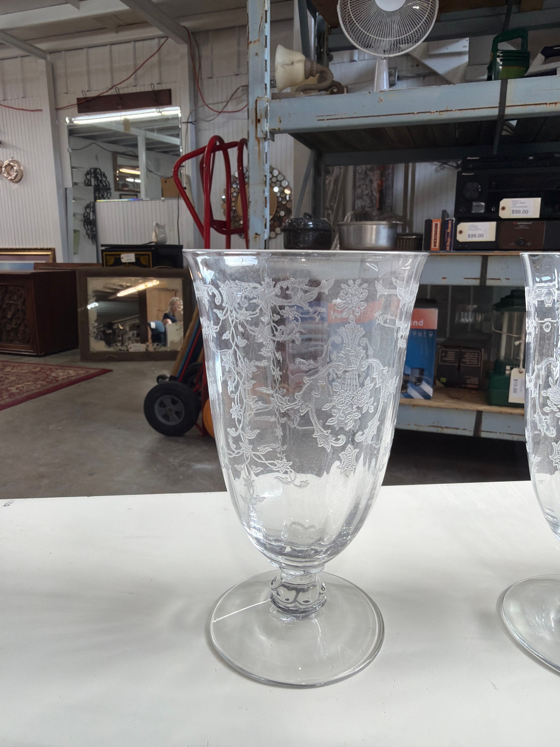 6" TEA GLASS FOSTORIA "NAVARRE" VTG CRYSTAL