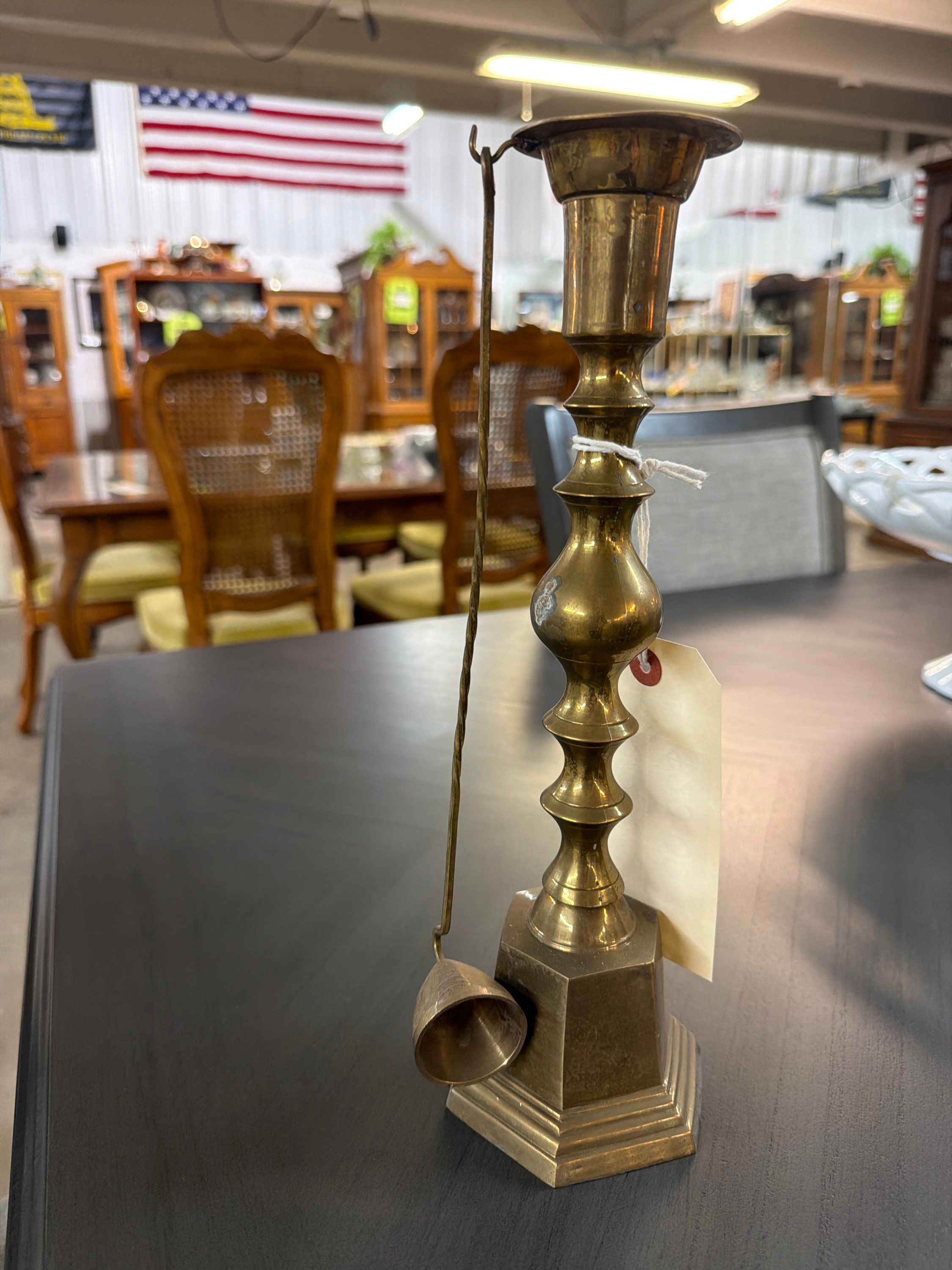 12" BRASS CANDLE HOLDER WITH SNUFFER