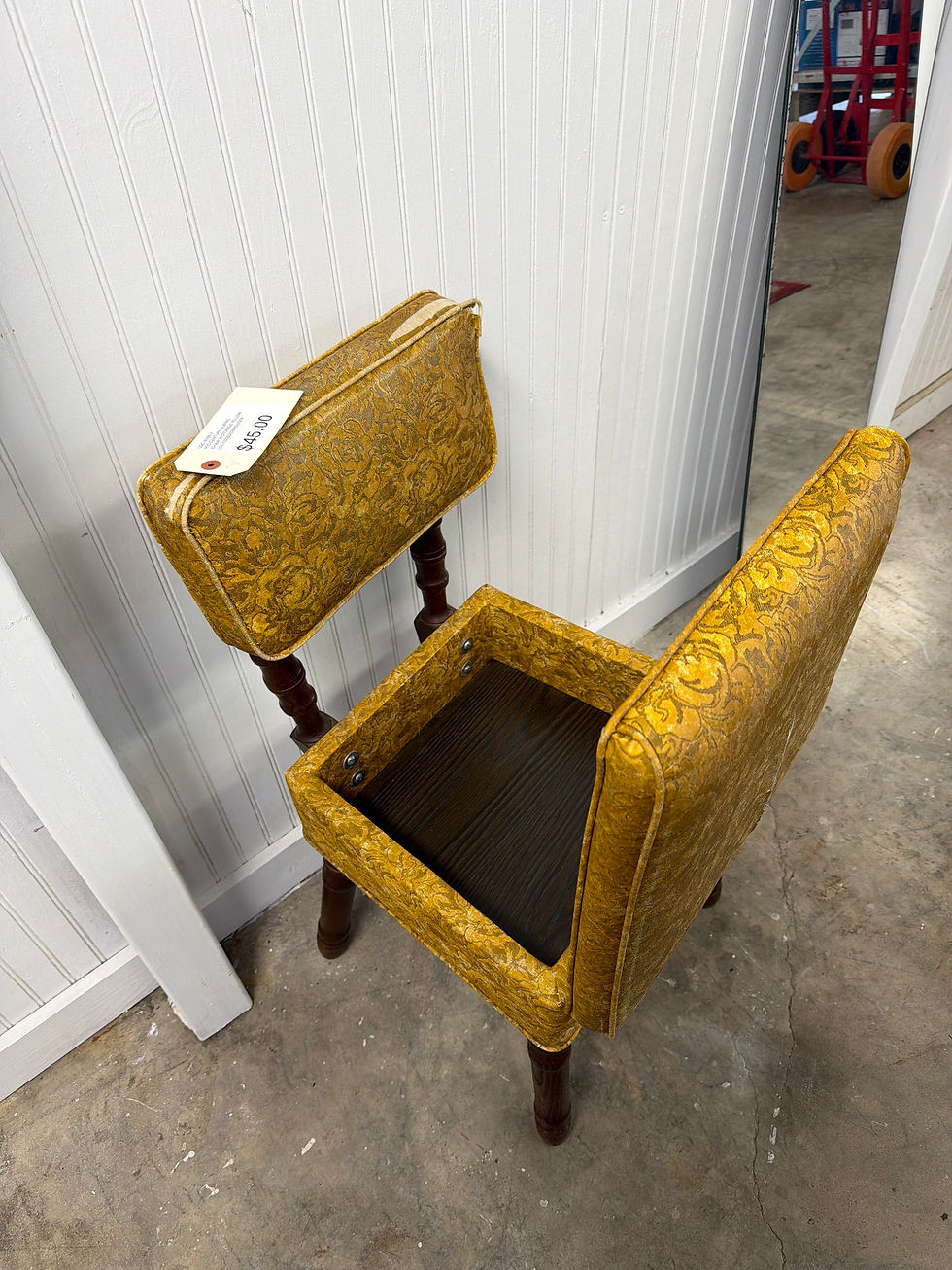 Thumbnail: MID CENTURY SEWING CHAIR  WITH STORAGE UNDER YHE SEAT