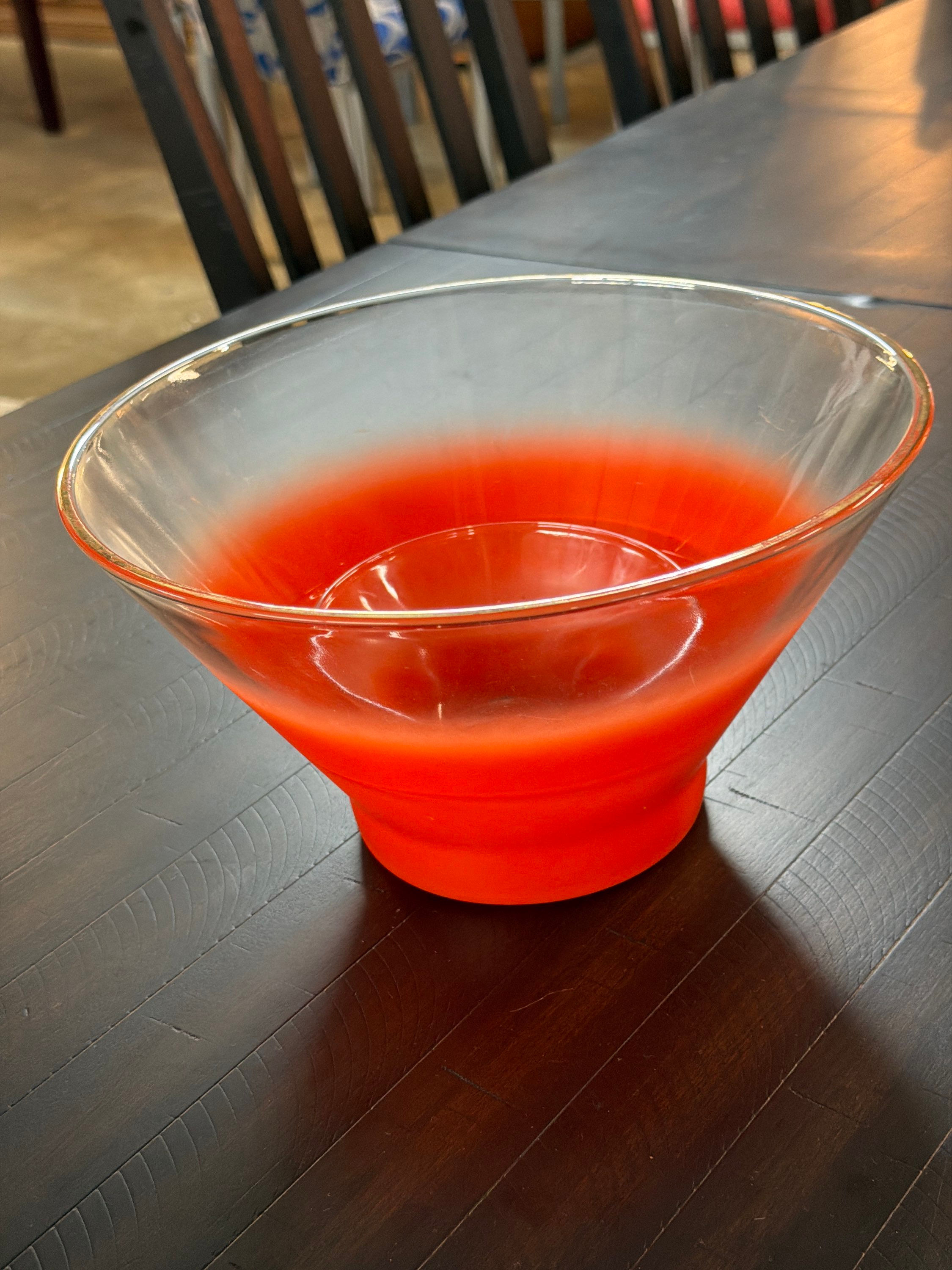 BLENDO ORANGE FROSTED  HIP AND DIP BOWLS CIRCA 1950s VIRGINIA GLASS CO