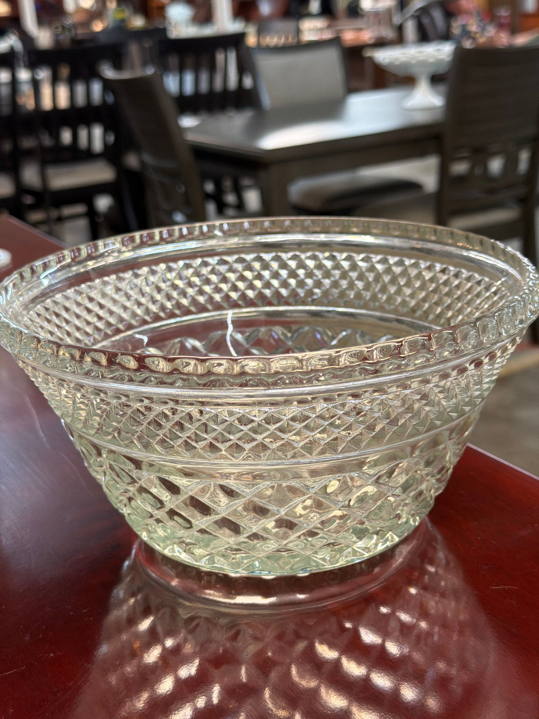 ANCHOR HOCKING WEXFORD DIAMOND GLASS BOWL