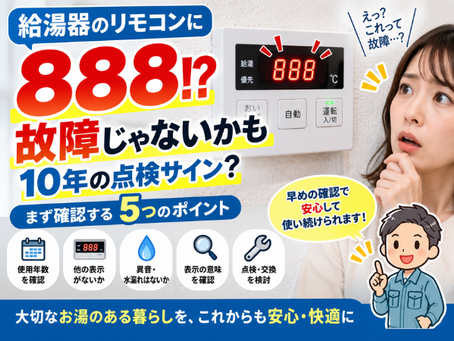 給湯器リモコンに「888」「88」が点滅!故障?まず確認したい5つのポイント