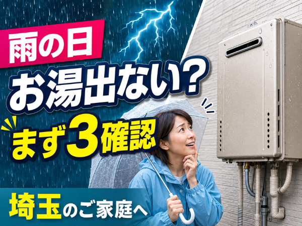 雨の日に給湯器が心配な方へ|お湯が出ない前に確認したい梅雨前チェック