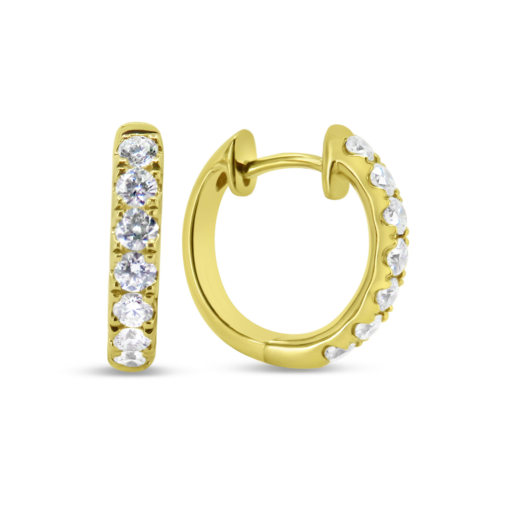 0.55CTTW DIAMOND HUGGIE HOOP EARRINGS 18K YELLOW GOLD