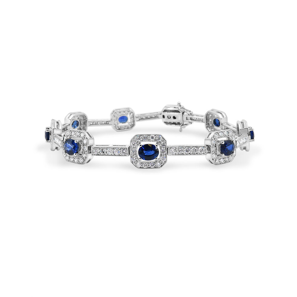 Thumbnail: 18KTWG 4.50CT. BLUE SAPPHIRE & 3CT. DIAMOND BRACELET