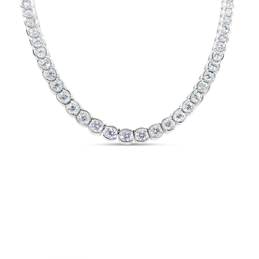 Thumbnail: DIAMOND TENNIS NECKLACE SINGLE LINE HALF BEZEL IN 950PLAT 14.00 CTTW