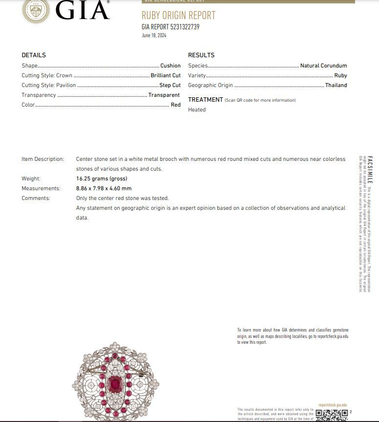 Thumbnail: ANTIQUE COLLINGWOOD OF CONDUIT STREET RUBY & DIAMOND BROOCH