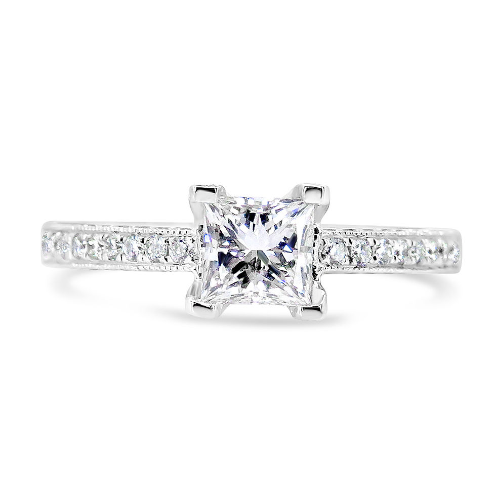 0.92CTTW. PRINCESS CUT DIAMOND ENGAGEMENT RING 18KTWG