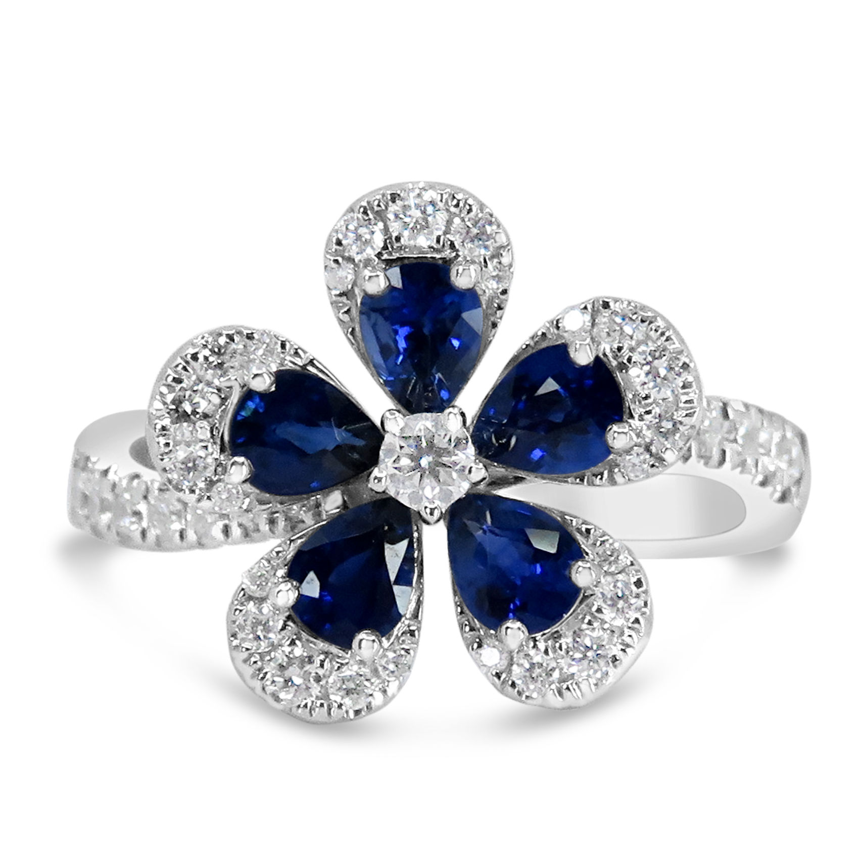 FLOWER MOTIF SAPPHIRE & DIAMOND STATEMENT RING