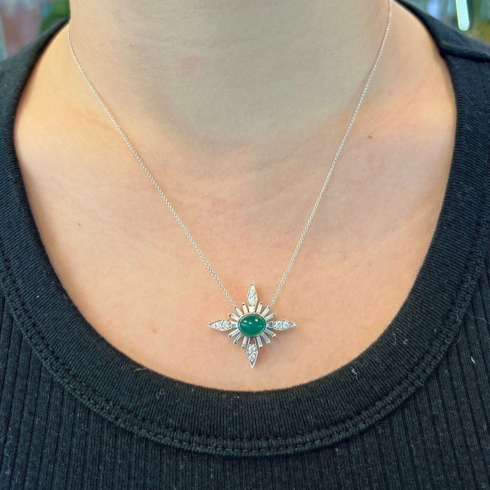 Thumbnail: CHALCEDONY WITH ROUND BRILLIANT CUT & BAGUETTE CUT DIAMOND NORTH STAR IN 18KTWG