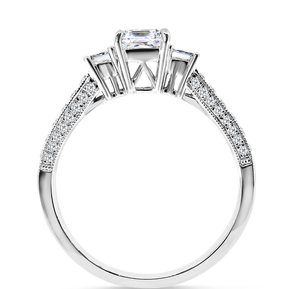 Thumbnail: 0.94CTTW. THREE STONE PRINCESS CUT DIAMOND RING 18KTWG