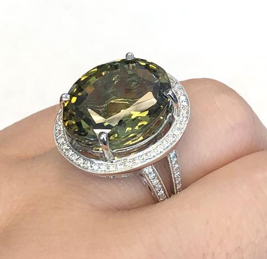 Thumbnail: OVAL CUT CHRYSOBERYL & ROUND BRILLIANT CUT DIAMOND HALO RING IN 18KTWG 17.56 CT