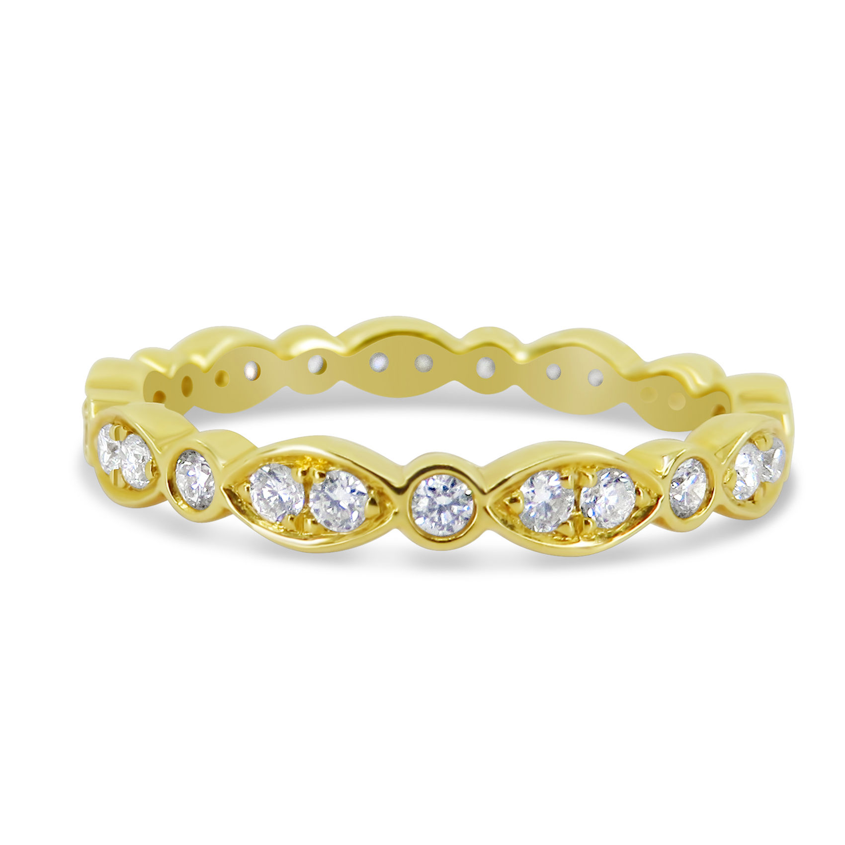 MARQUISE & ROUND PATTERN DIAMOND BAND 18KT YELLOW GOLD, 0.31CTTW