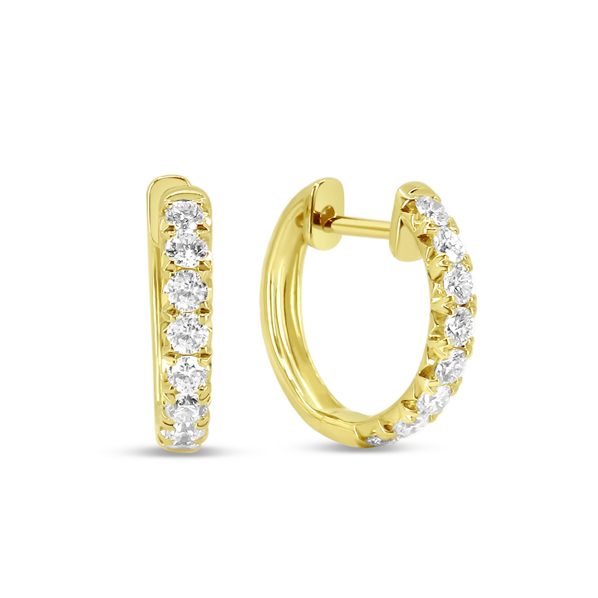 FRENCH PAVE DIAMOND HUGGIE HOOPS 0.56CTTW 14KT YELLOW GOLD