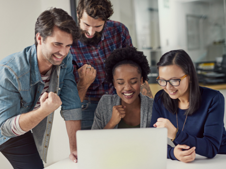 Group of diverse people excited