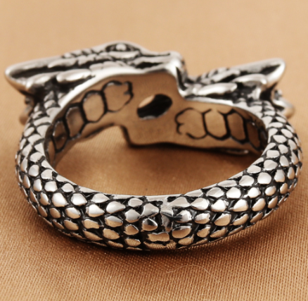 Thumbnail: Titanium Steel Retro Chinese Dragon Ring (European & American)