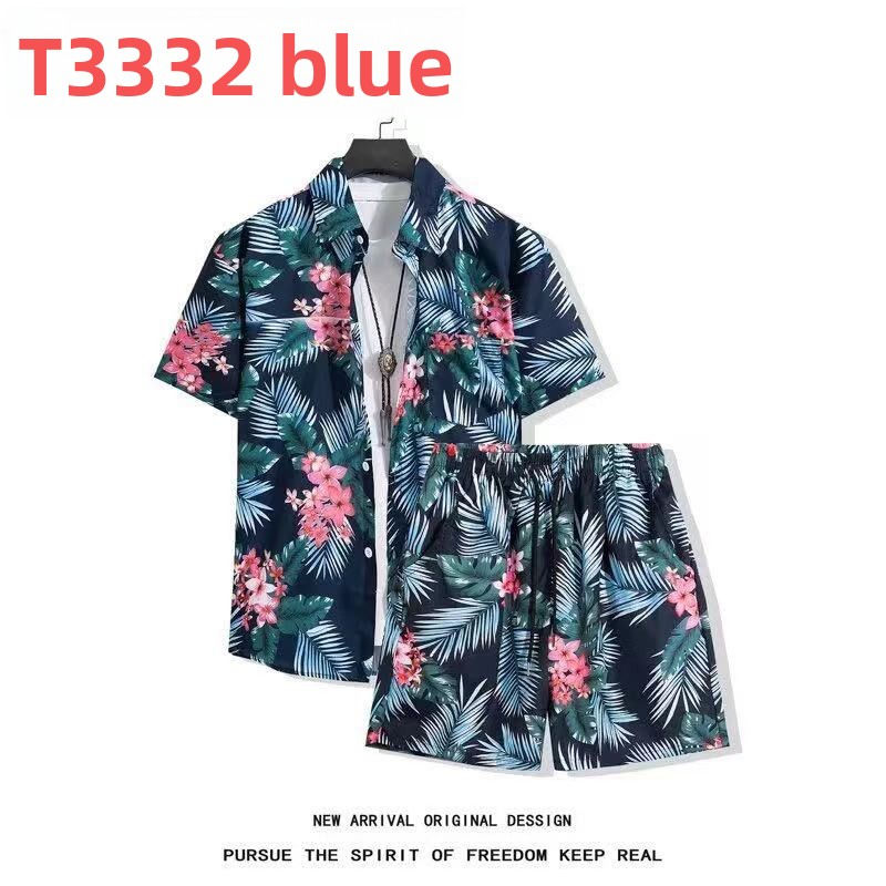 Thumbnail: Hawaiian Flower Shirt and Shorts Set