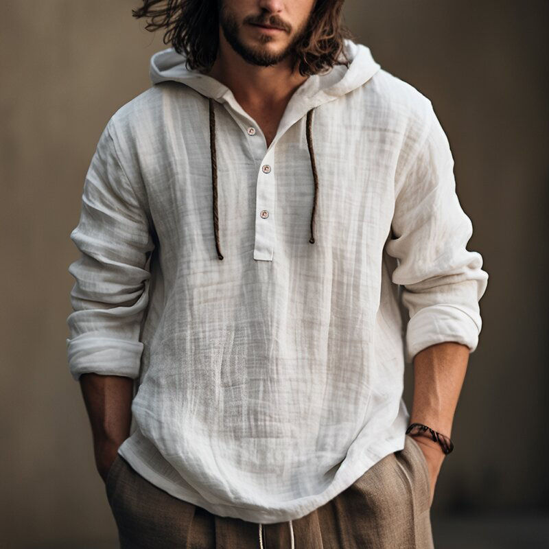 Thumbnail: Lightweight Breathable Hooded Long-Sleeve Shirt for Men